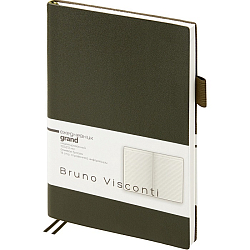 Ежедневник недатированный А5, 128 листов, GRAND кремовый блок 80 г/м2, темно-зелёный