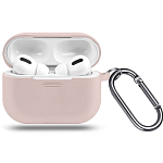 Силиконовый чехол SILICONE CASE для AirPods Pro 2, №07_розовый песок, с карабином