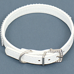 Ошейник со стразами в 4 ряда и стразы на пряжке, 38 х 1,5 см, ОШ 26-33, белый