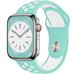 Силиконовый ремешок для Apple Watch Nike 42/44/45/49mm Бирюзовый с белым