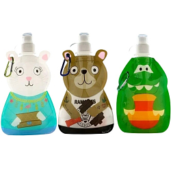 Фляжка для воды детская, 280 мл, "Зверята", 22 х 12 см, микс 1263728