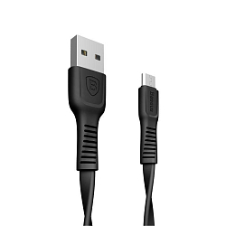 Кабель USB <--> microUSB  1.0м BASEUS Tough плоский, чёрный