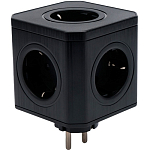 Тройник 5гн. CABLEXPERT Tower CUBE-5-16-B, черный, 16А, заземл, коробка