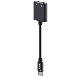 Переходник Jack 3.5 >--> Type-C/Type-C PERO AD10 черный