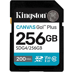 SD 256Gb Kingston Class 10 UHS-I U3 V30 Canvas Go Plus G4 200R V30