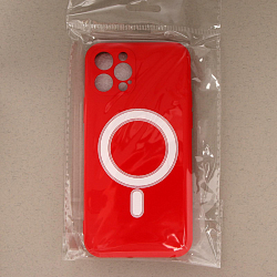 Задняя накладка LuazON для iPhone 12 Pro, поддержка MagSafe, силиконовый, красный