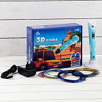 Ручка 3D Luazon, дисплей, работа с пластиком ABS и PLA, пластик в комплекте, голубая   9729772