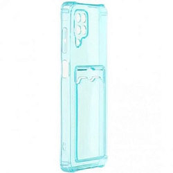 Задняя накладка ZIBELINO Silicone Card Holder Case для Samsung Galaxy A12 (голубой) защита камеры