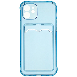 Задняя накладка ZIBELINO Silicone Card Holder Case для iPhone 12 (голубой) защита камеры