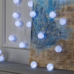 Гирлянда "Нить - с насадками" 5 м, «Клубки белоснежные», свечение белое, IP20