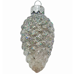 Ёлочное украшение "Шишка в снегу", прозрачная серия, серебро, в подарочной упаковке, h-8см ФУ-2-90/П2