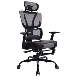 Кресло BRABIX PREMIUM Venom GM-530, подножка, синхромеханизм, экокожа/сетка, черное/серое, 532951