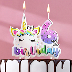 Свеча в торт "My Birthday", цифра "6", 8 см   9485676