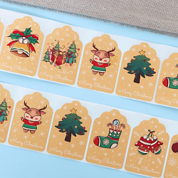 Наклейки крафт  в рулоне "Новогоднее настроение",300 шт,4 х 6см   9610212