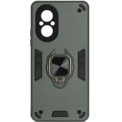 Силиконовый чехол DF для Realme C67 (4G) DF rmArmor-10 (dark green) с кольцом и метллической пластиной для магнитного держателя