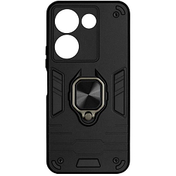 Силиконовый чехол DF для Tecno Camon 20/20 Pro (4G) DF tArmor-05 (black) с пластиной для магнитного держателя и кольцом