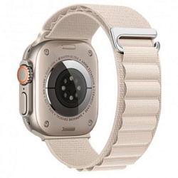 Нейлоновый ремешок HOCO WA20 для APPLE Watch 42/44/45/49mm, белый, чёрная вставка