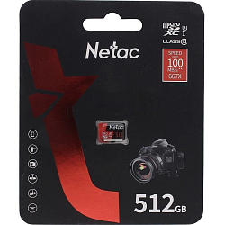 Micro SD 512Gb NETAC P500 Extreme Pro Class 10 UHS-I A1 V30 (100 Mb/s) без адаптера