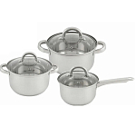 Набор посуды Mallony MEDIANO-SET-6 (ковш1,9л/кастрюли - 2,6 и 3,6 л) из нерж стали из 6 пр.  