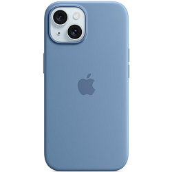 Силиконовый чехол SILICONE CASE MagSafe для iPhone 15 №05 Winter Blue (АНИМАЦИЯ в цвет чехла)