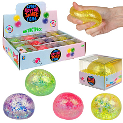 Мялка-антистресс «Блестящий шар», 6 см, цвета МИКС 10332021