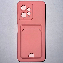 Силиконовый чехол BUTTON для Xiaomi Redmi NOTE 12 розовый с карманом для карт