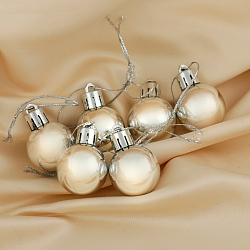 Набор шаров пластик d-3 см, 6 шт "Глянец" серебро 3505659