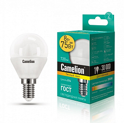 Лампа светодиодная CAMELION G45 8W/3000K/E14