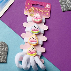 Резинка для волос "Конфетти" (набор 8 шт) арбузик, белый   7862152