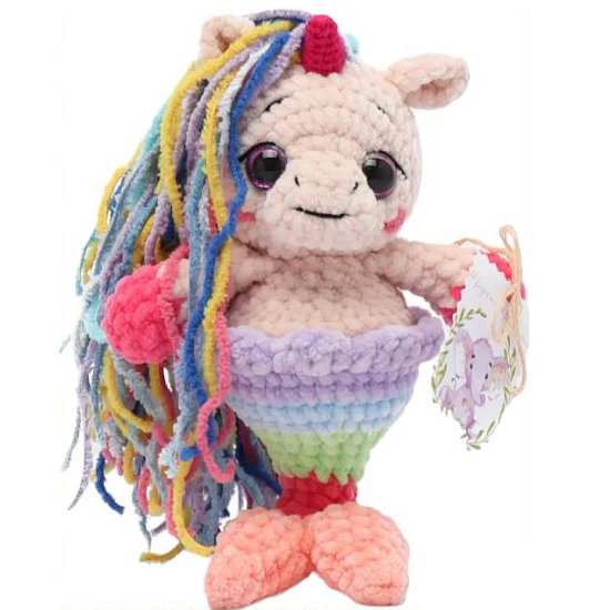 Мягкая игрушка вязаная Единорожка-русалочка , 22 см