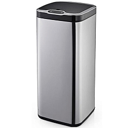 Сенсорное мусорное ведро Kitchen Joy, 30л (KJ-JAH6312) Silver, из нержавеющей стали с крышкой, съёмным пластиковым ведром