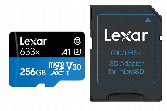 Micro SD 256GBb Lexar Class 10 UHS-I 633х (95 Mb/s) + адаптер SD