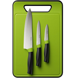 Набор ножей NADOBA серия OLIVIA (3шт с пластиковой разделочной доской)