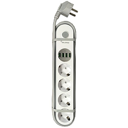 Сетевой удлинитель  2.0м SELENGA PS404 белый, 4 розетки + 4USB