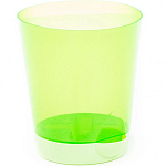 Горшок цветочный ПОЛЕСЬЕ №3 с поддонником, 2 литра (горшок прозрачно-зелёный, поддонник бледно-зелёный)