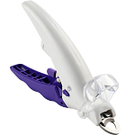 Когтерез для животных, с LED фонарём и контейнером для когтей, на батарейках, бело-фиолет. 7989622