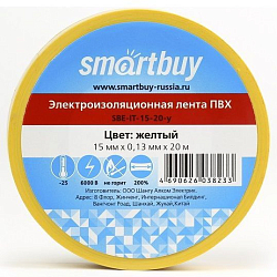 Изолента SMARTBUY 13/15мм 20м желтая (SBE-IT-15-20-y)