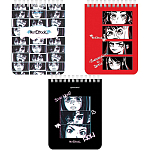 Блокнот A6, 40л., МАЛЫЙ ФОРМАТ А6 108х145мм, гребень, картон, клетка, BRAUBERG, Anime emotions, 114392