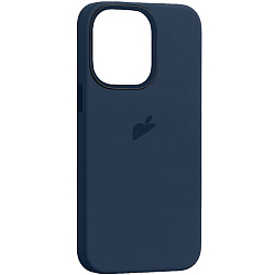Силиконовый чехол SILICONE CASE для iPhone 15 Pro Max (MagSafe + анимация NFC Clear) c LOGO Storm Blue