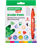 Фломастеры-штампы двусторонние BRAUBERG KIDS "FUNNY STAMPS", 8 цв 152179