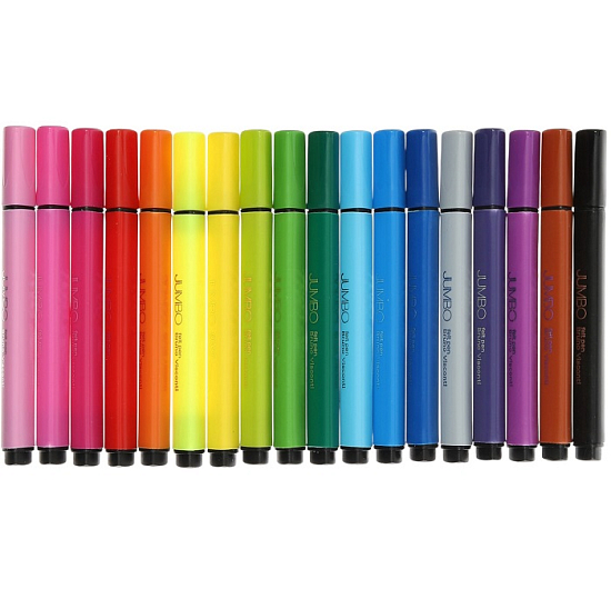 Фломастеры 18 цветов BRIGHT COLORS JUMBO, утолщенные, в пластиковом пенале