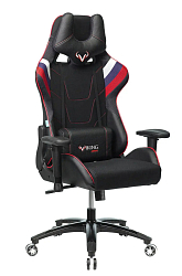 Кресло игровое БЮРОКРАТ VIKING 4 AERO RUS две подушки белый/синий/красный черный искусст.кожа/ткань