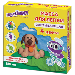 Масса для лепки "ЮНЛАНДИК И ДОМАШНИЕ ЛЮБИМЦЫ", 4 цвета по 45 мл, застывающая, 105020