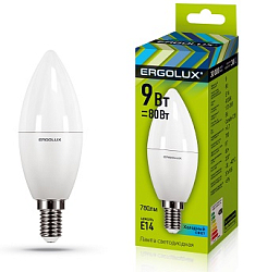 Лампа светодиодная ERGOLUX C35 9W/4000/E14) NEW