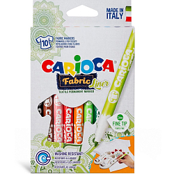 Маркеры для ткани CARIOCA (Италия) "Fabric", 10 цветов, круглый наконечник 2,6 мм, 42909
