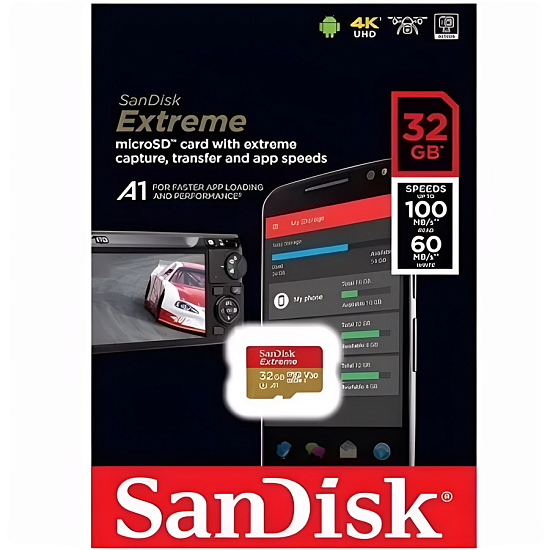 SD 32Gb SanDisk Class 10 Extreme UHS-I A1 V30 U3 (100 Mb/s)