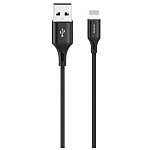 Кабель USB <--> Lightning  1.2м OLMIO BASIC текстильная оплетка, черный