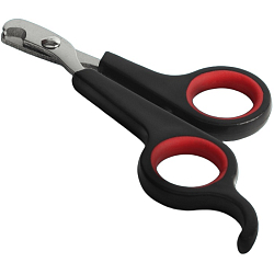 Ножницы-когтерезы с упором для пальца, отверстие 6 мм, чёрные с красным   6960799