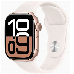 Часы Apple Watch Series 10 GPS, 46 мм, розовый силиконовый ремешок