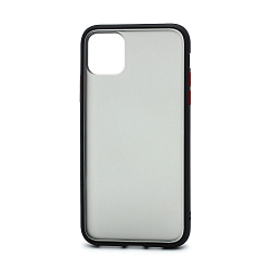 Задняя накладка FASHION CASE для iPhone 11 Pro, матовая прозрачная черная, красная по краям, черные кнопки